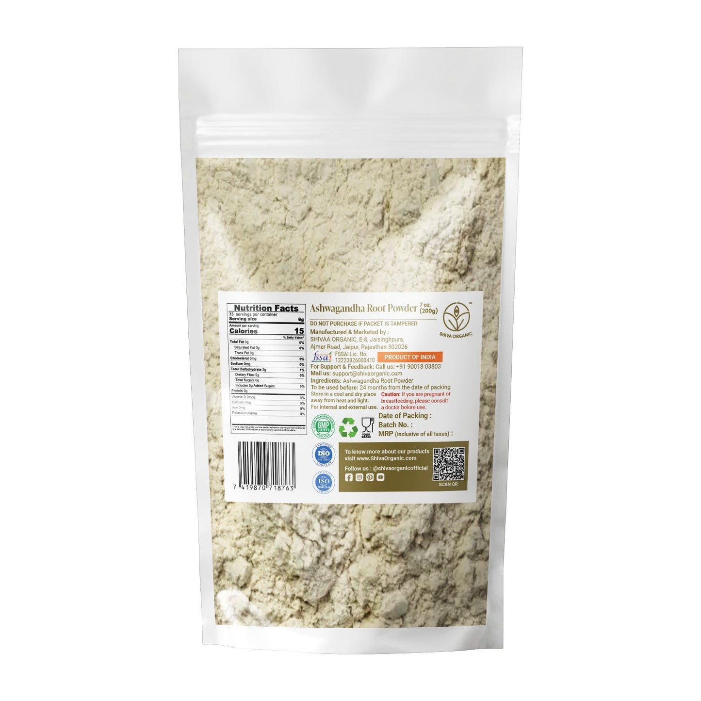 Ashwagandha Root Powder | Ginseng powder | Shiva Organic
