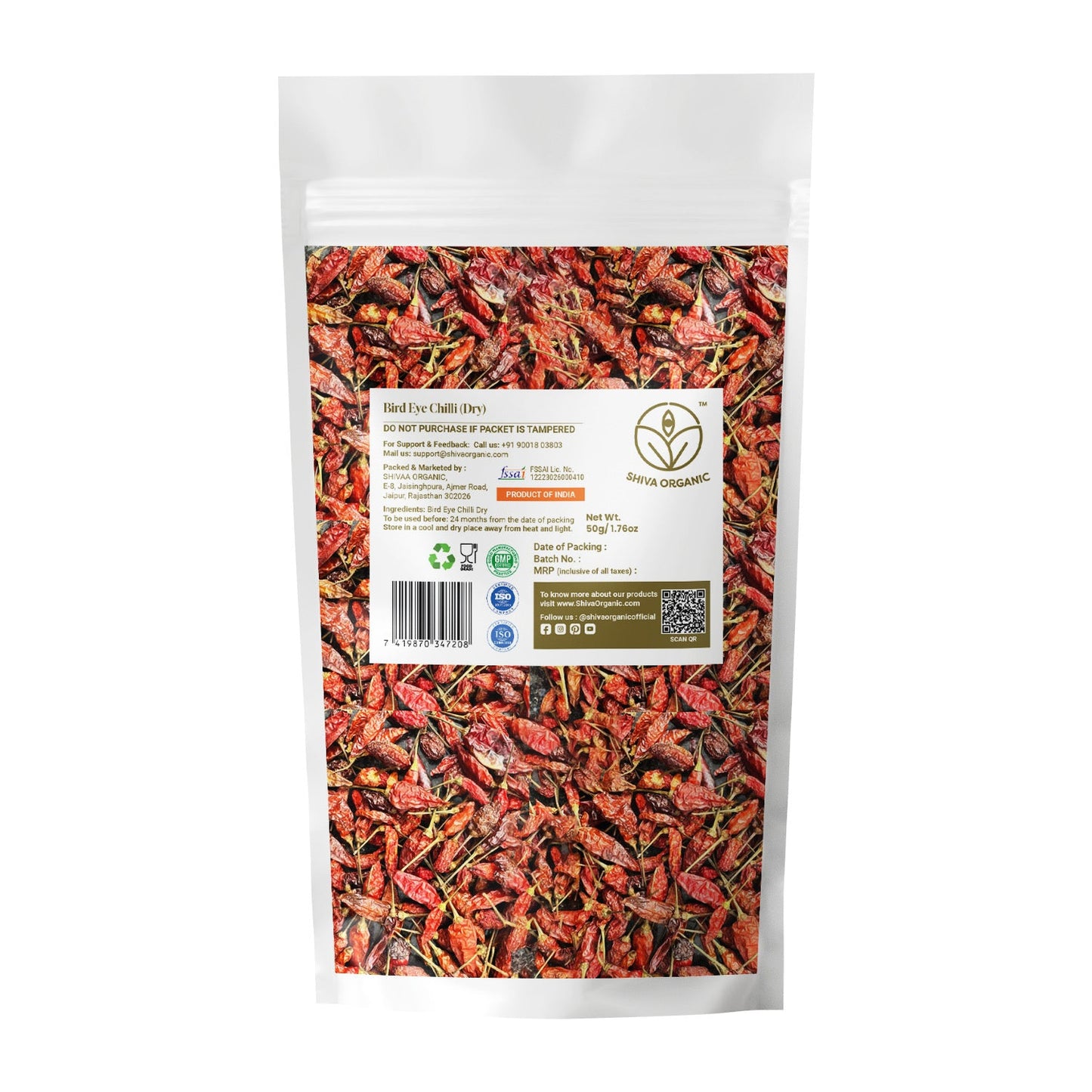 Bird Eye Chilli 50g | Shiva Organic